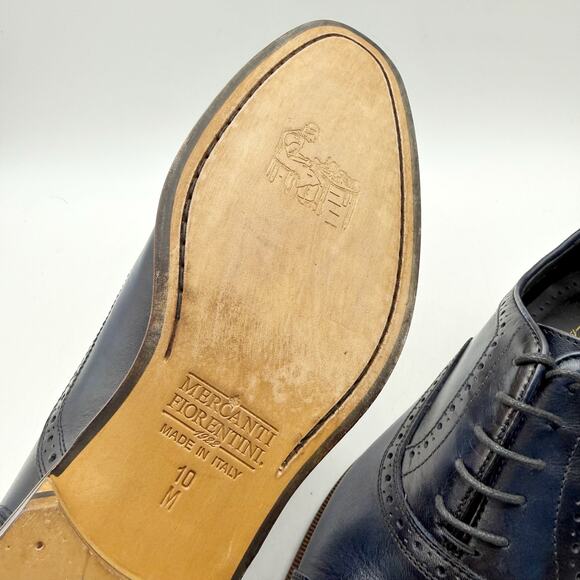 Mercanti Fiorentini Mens 7010 Oxford Shoes US 10 M Navy Leather GUC main image 5